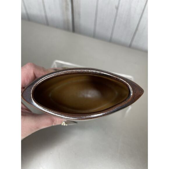 JAMES BROOKE Seattle Brown Blue Black Abstract Free Form Porcelain Vase - Picture 3 of 7